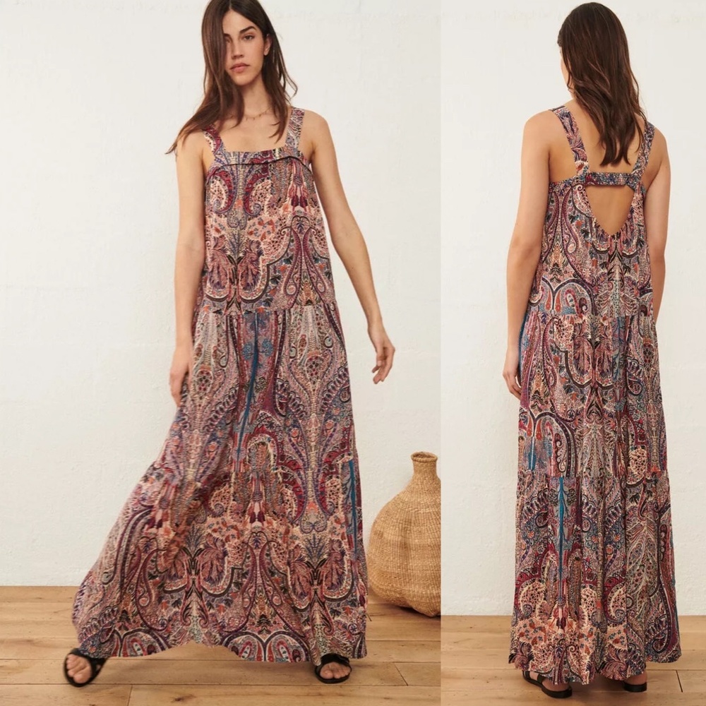Ba&sh Parisian Bohemian Multi-coloured Open Back Maxi Dress, Size 6 - Picture 2 of 16